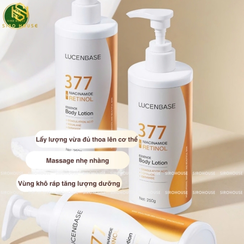 Dưỡng thể LUCENBASE 377 Niacinamide+Retinol Body Lotion 250g