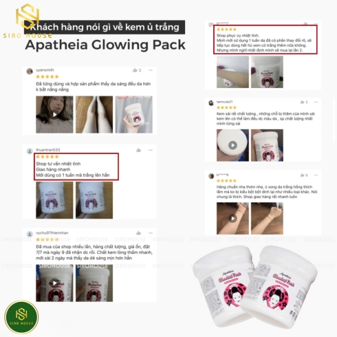 Kem ủ trắng cô gái APATHEIA Glowing Packu 500g 
