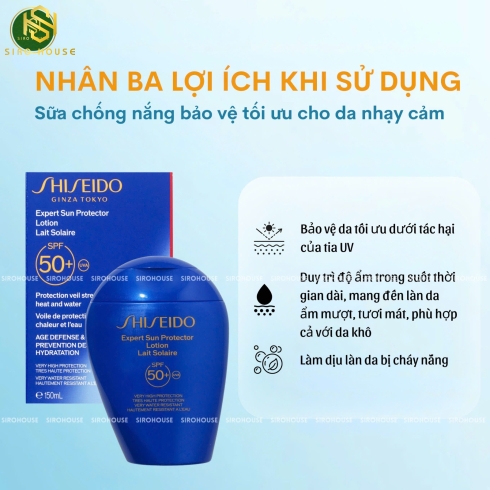 Kem chống nắng SHISEIDO Expert Sun Protector Lotion Lait Solaire SPF 50+ 150ml 