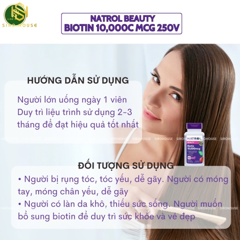 Viên ngậm mọc tóc NATROL Beauty Biotin 10,000 mcg 4X Faster Dissolve 250 viên
