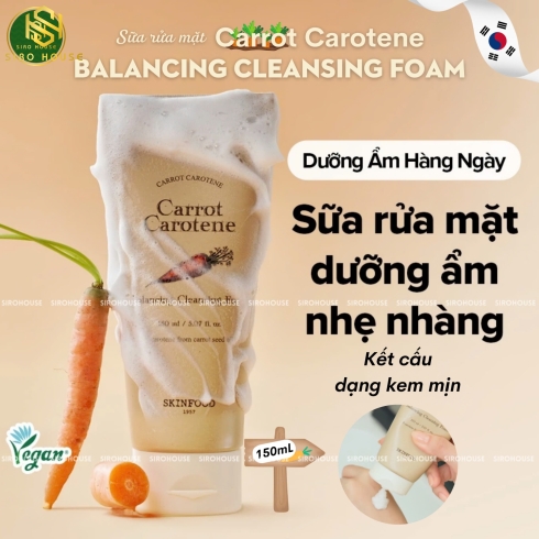Sữa rửa mặt cà rốt SKINFOOD Carrot Carotene Balancing Cleansing Foam 150mL