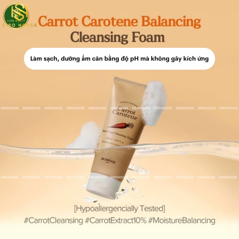 Sữa rửa mặt cà rốt SKINFOOD Carrot Carotene Balancing Cleansing Foam 150mL