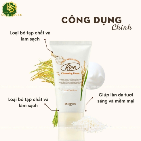Sữa rửa mặt gạo SKINFOOD Rice Cleansing Foam 150mL