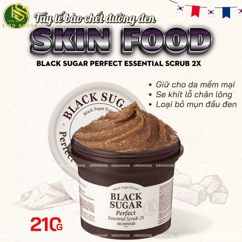 Tẩy tế bào chết đường đen SKINFOOD Black Sugar Perfect Essential Scrub 2X 210g