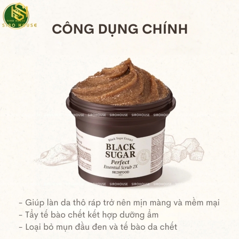 Tẩy tế bào chết đường đen SKINFOOD Black Sugar Perfect Essential Scrub 2X 210g