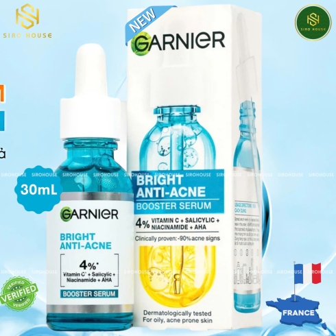 Tinh chất giảm mụn, mờ thâm GARNIER Bright Complete Anti-Acne Booster Serum 30mL