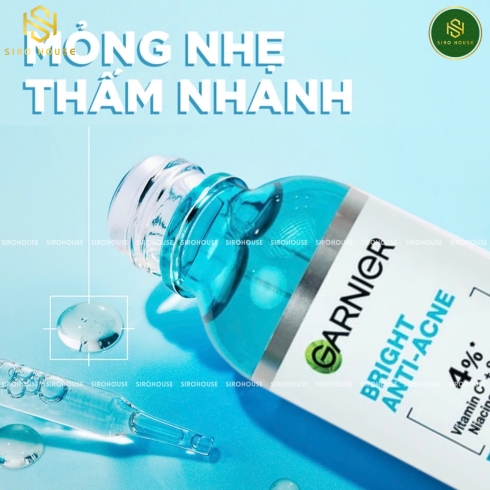 Tinh chất giảm mụn, mờ thâm GARNIER Bright Complete Anti-Acne Booster Serum 30mL