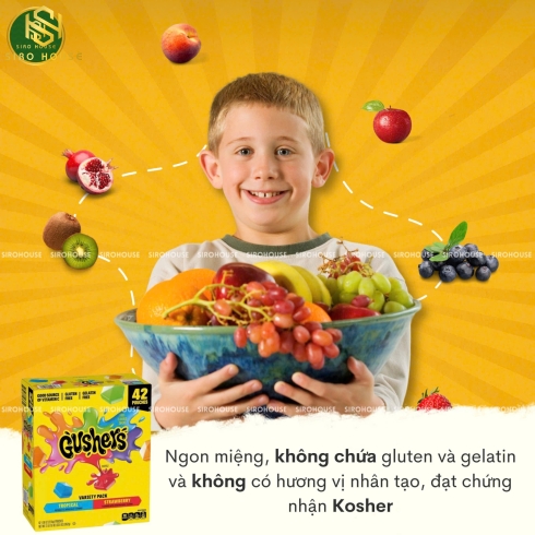 Kẹo dẻo nhân nước ép trái cây GUSHERS Variety Pack 952g - thùng 42 gói