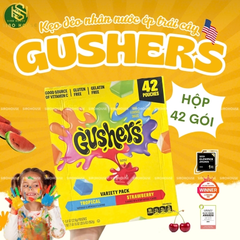 Kẹo dẻo nhân nước ép trái cây GUSHERS Variety Pack 952g - thùng 42 gói