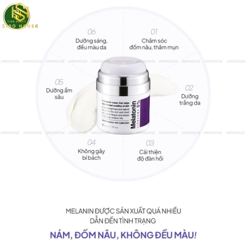 Kem dưỡng mờ nám, chống lão hóa Melatonin Liposome 5% Cream 50g