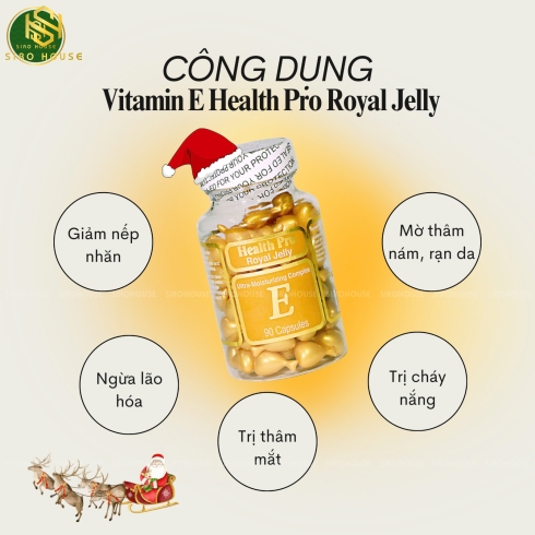Viên nang bôi dưỡng da vitamin E sữa ong chúa HEALTH PRO Royal Jelly E 90 viên