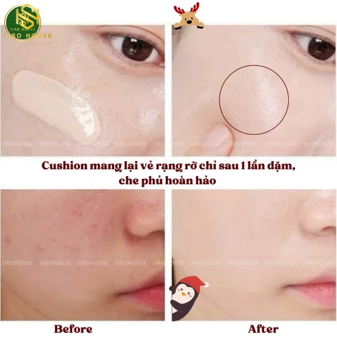 Set phấn nước tái sinh THE WHOO Radiant Essence Cushion SPF50+PA+++ No.21 + Highlight + Cọ + Son No.24 Red Orange