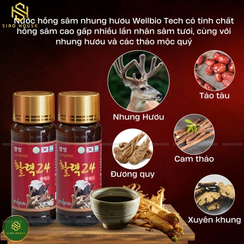 Nước hồng sâm lộc nhung hươu WELL BIO TECH 100mL x 10 chai  