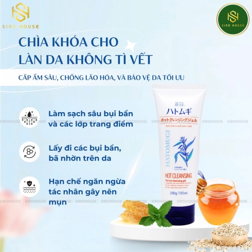 Gel tẩy trang nóng HATOMUGI Hot Cleansing Gel 200mL