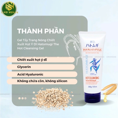Gel tẩy trang nóng HATOMUGI Hot Cleansing Gel 200mL