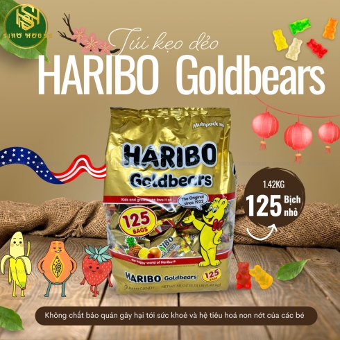 Kẹo dẻo trái cây HARIBO Goldbears Mỹ 125 gói 