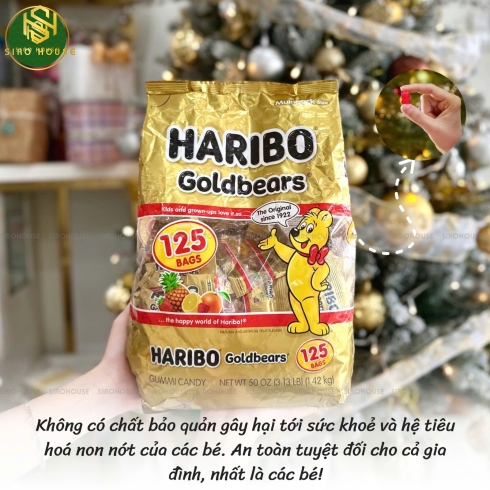 Kẹo dẻo trái cây HARIBO Goldbears Mỹ 125 gói 