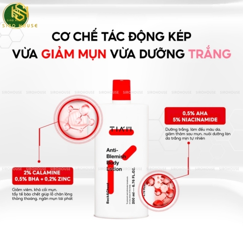 Sữa dưỡng thể trắng da, ngừa mụn TIA