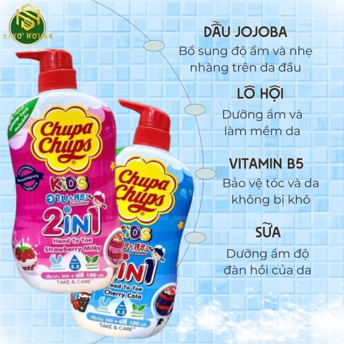 Sữa tắm gội trẻ em 2 in 1 CHUPA CHUPS 500mL