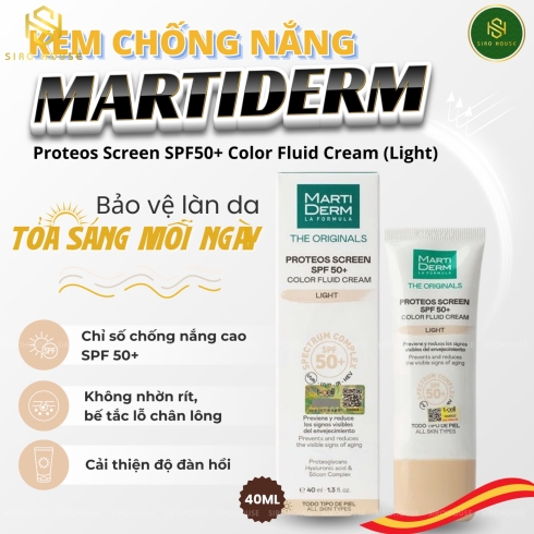 Kem chống nắng MARTI DERM The Originals Proteos Screen SPF50+ Fluid Cream Light 40mL