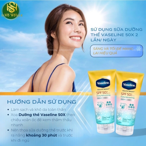 Dưỡng thể chống nắng mát lạnh VASELINE Daily Sun Refreshing Serum SPF50+PA++++ 170mL