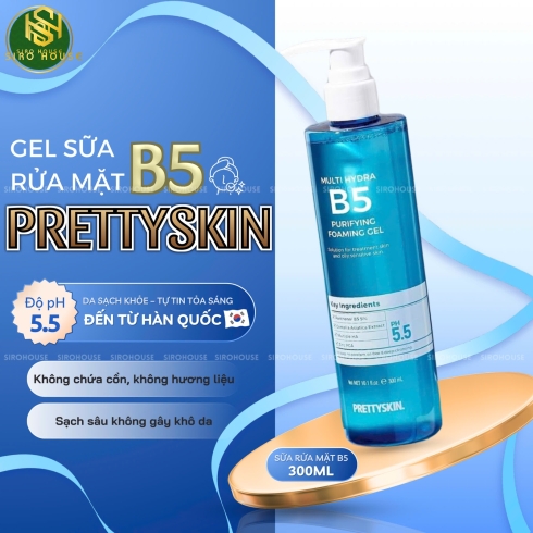 Gel rửa mặt PRETTYSKIN B5 Multy Hydra PH5.5 300mL 