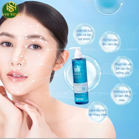 Gel rửa mặt PRETTYSKIN B5 Multy Hydra PH5.5 300mL 