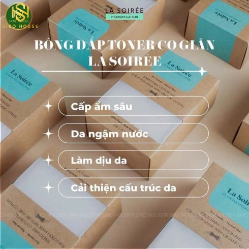 Bông đắp lotion mask LA SOIREE With Organic Cotton 200 miếng