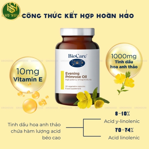 Tinh dầu hoa anh thảo BIOCARE Evening Primrose Oil 30 viên