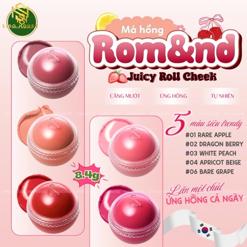 Má hồng kem dạng lăn ROMAND Juicy Roll Cheek 8.4g