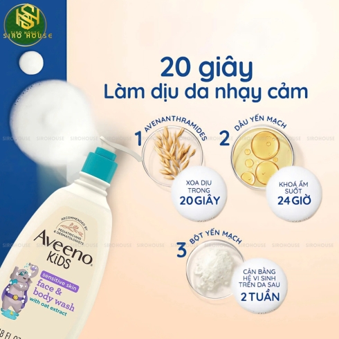 	Sữa tắm và rửa mặt cho bé AVEENO Kids