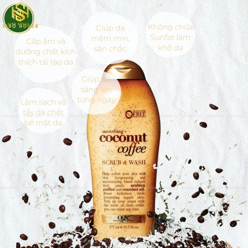 Sữa tắm tẩy tế bào chết OGX Scrub & Wash #Coconut Coffee 577mL 