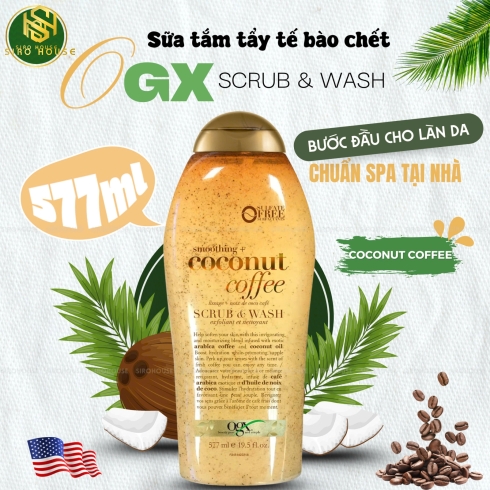 Sữa tắm tẩy tế bào chết OGX Scrub & Wash #Coconut Coffee 577mL 