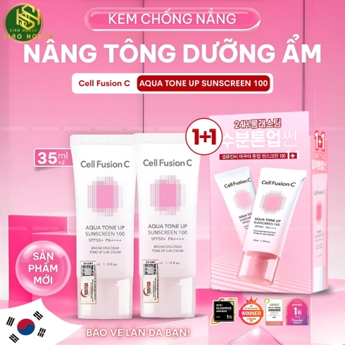 Set 2 kem chống nắng CELL FUSION C #Aqua Tone Up Sunscreen 35mL x 2 