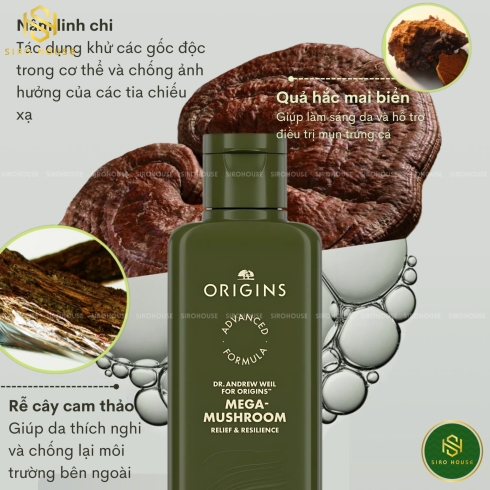 Lotion men nấm linh chi DR. ANDREW WEIL Origins Mushroom Skin Relief & Resilience Soothing 200mL