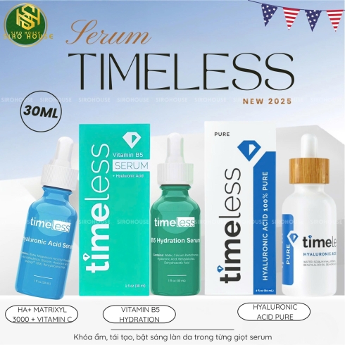  Bộ 3 Serum Timeless Đình Đám: Dưỡng Ẩm – Phục Hồi – Làm Sáng Da Toàn Diện 
