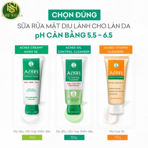 Bộ 3 sản phẩm rửa mặt ACNES 100g