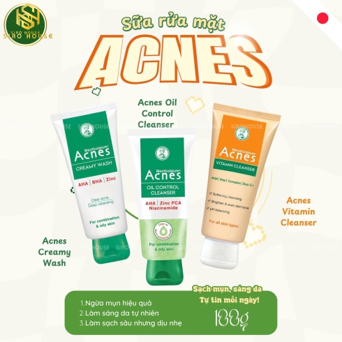 Bộ 3 sản phẩm rửa mặt ACNES 100g