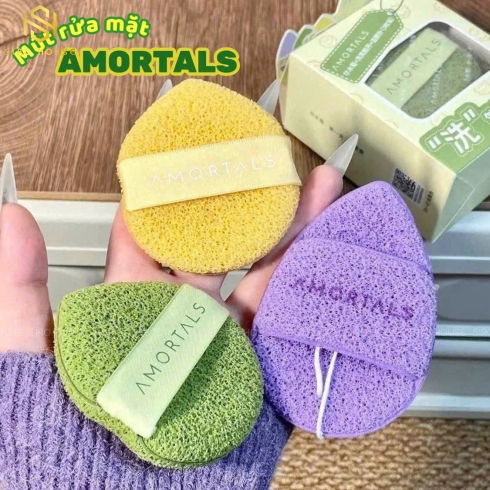 Set 3 Miếng Mút Bọt Biển Rửa Mặt Dạng Giọt Nước AMORTALS
