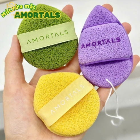 Set 3 Miếng Mút Bọt Biển Rửa Mặt Dạng Giọt Nước AMORTALS