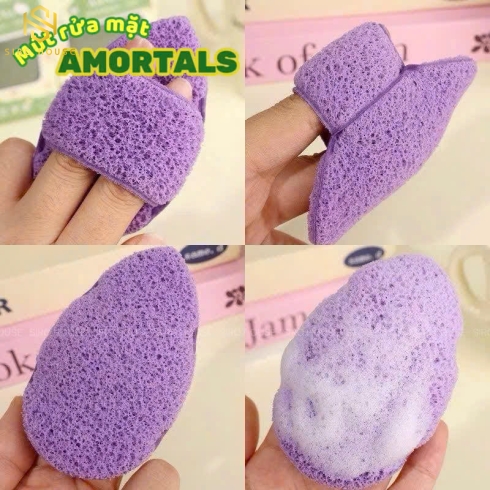 Set 3 Miếng Mút Bọt Biển Rửa Mặt Dạng Giọt Nước AMORTALS