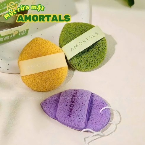 Set 3 Miếng Mút Bọt Biển Rửa Mặt Dạng Giọt Nước AMORTALS