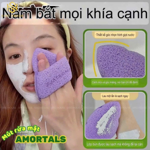 Set 3 Miếng Mút Bọt Biển Rửa Mặt Dạng Giọt Nước AMORTALS