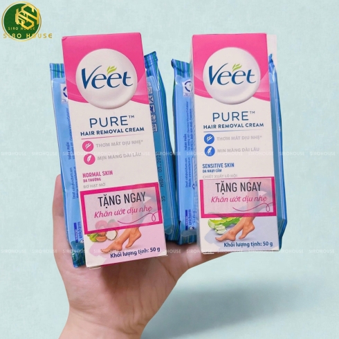 Kem tẩy lông VEET Pure 50g  + Tặng khăn ướt FRESSI Care 20 miếng