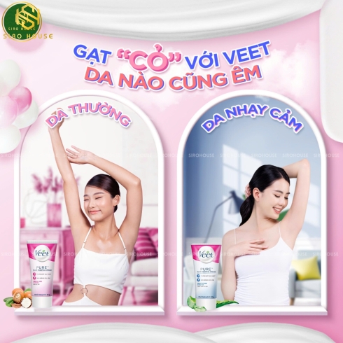 Kem tẩy lông VEET Pure 50g  + Tặng khăn ướt FRESSI Care 20 miếng