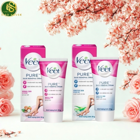 Kem tẩy lông VEET Pure 50g  + Tặng khăn ướt FRESSI Care 20 miếng