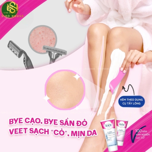 Kem tẩy lông VEET Pure 50g  + Tặng khăn ướt FRESSI Care 20 miếng