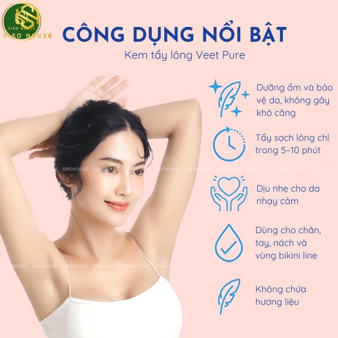 Kem tẩy lông VEET Pure 50g  + Tặng khăn ướt FRESSI Care 20 miếng