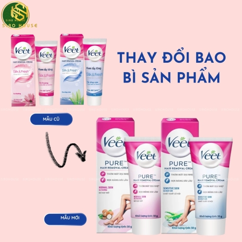 Kem tẩy lông VEET Pure 50g  + Tặng khăn ướt FRESSI Care 20 miếng