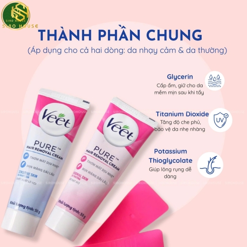 Kem tẩy lông VEET Pure 50g  + Tặng khăn ướt FRESSI Care 20 miếng